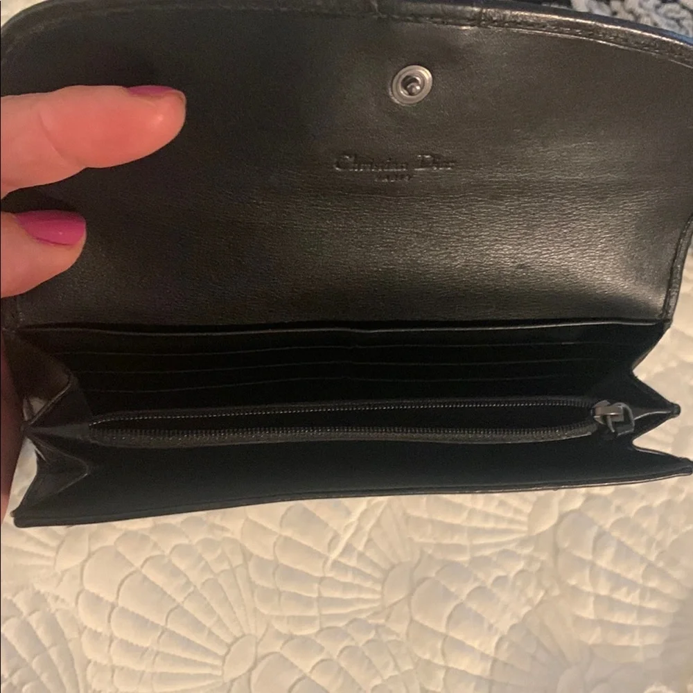 Dior vintage-1990’s Black Monogram continental wallet with Silver Buckle clasp